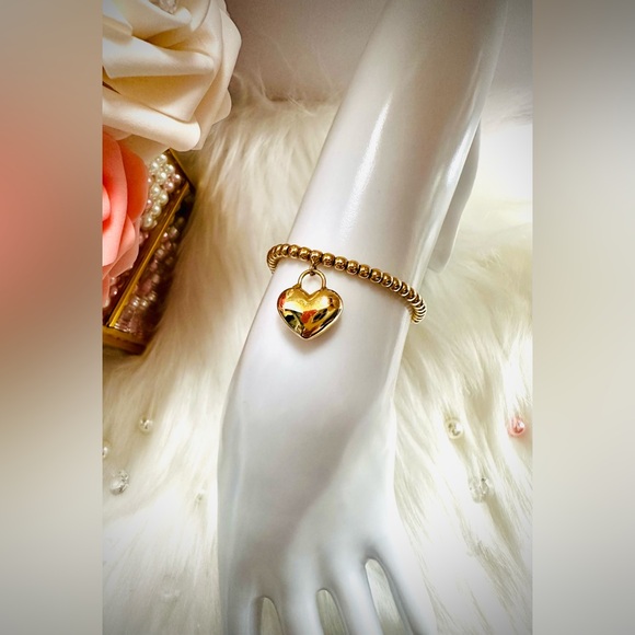 Heart and Bubble Bracelet. 💛 Real 18(18k) Karat Solid Gold Jewelry - Picture 5 of 11